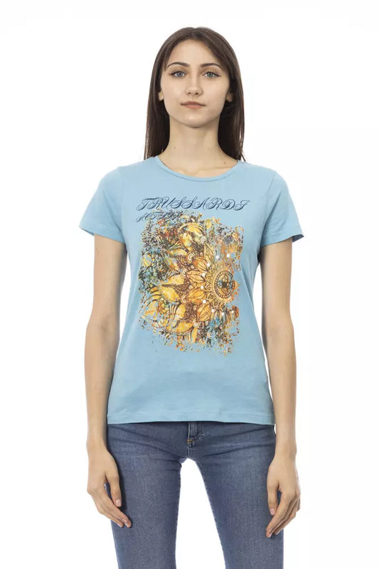 Trussardi Action Women's Light-blue Cotton Branded Graphic T-Shirt