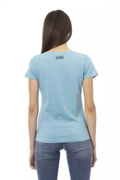 Trussardi Action Women's Light-blue Cotton Branded Graphic T-Shirt