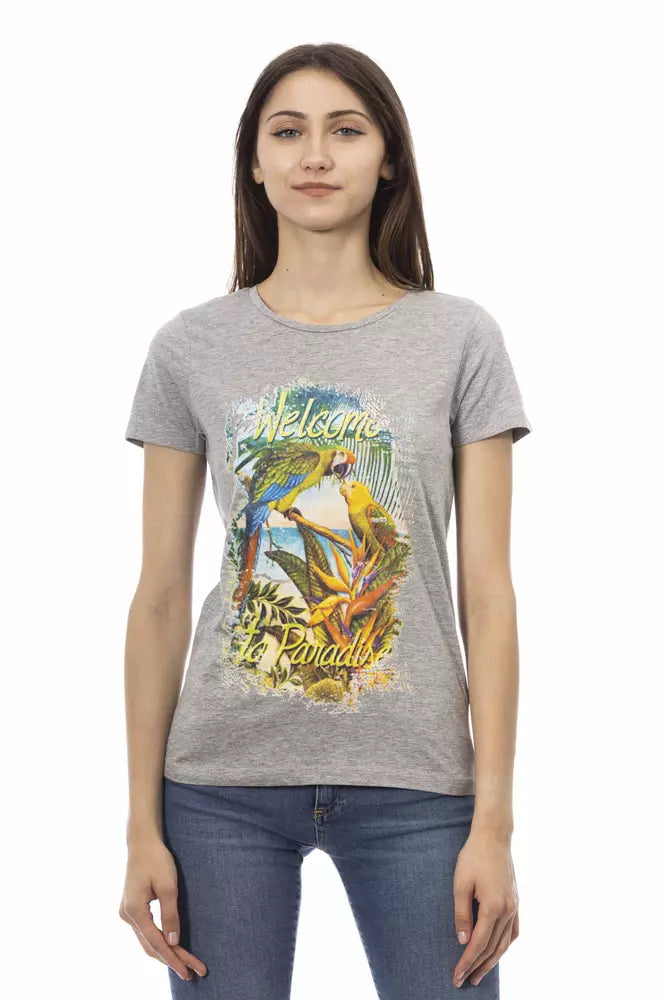 Trussardi Action Women's Grey Cotton Graphic Print T-Shirt