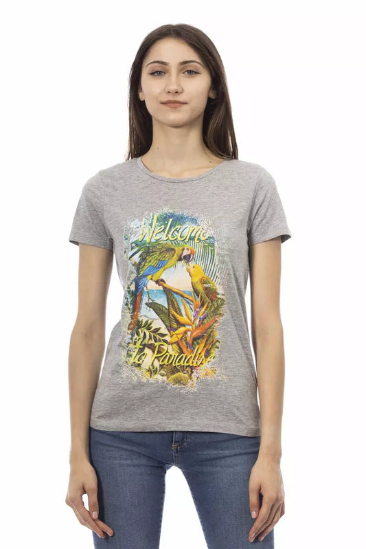 Trussardi Action Women's Grey Cotton Graphic Print T-Shirt