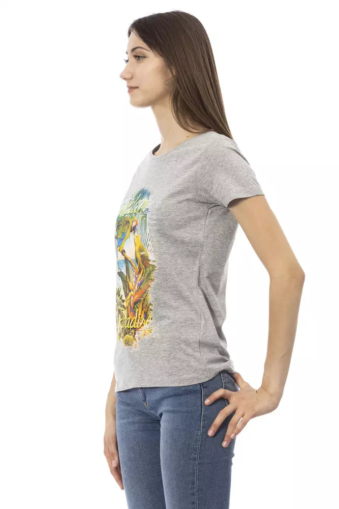 Trussardi Action Women's Grey Cotton Graphic Print T-Shirt