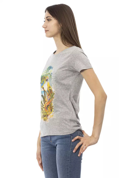 Trussardi Action Women's Grey Cotton Graphic Print T-Shirt