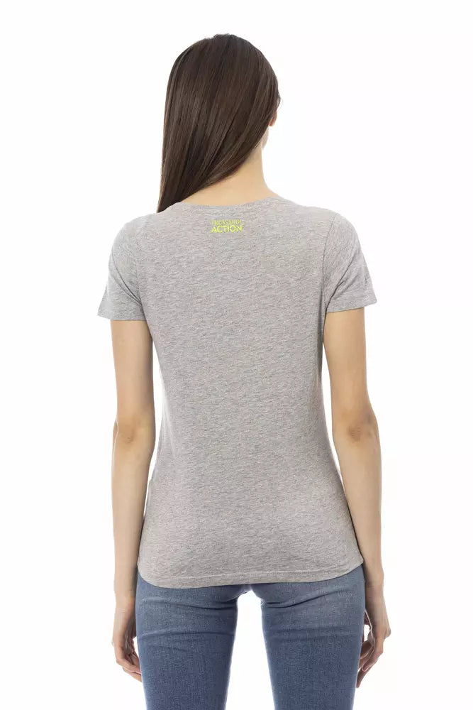 Trussardi Action Women's Grey Cotton Graphic Print T-Shirt