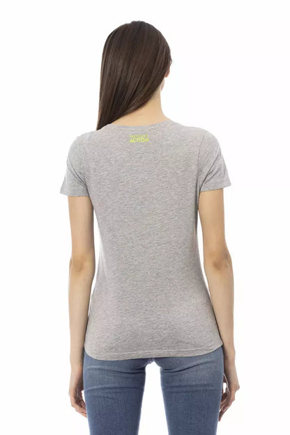Trussardi Action Women's Grey Cotton Graphic Print T-Shirt