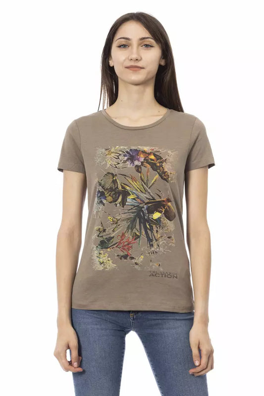 Trussardi Action Women's Brown Cotton Graphic Print T-Shirt