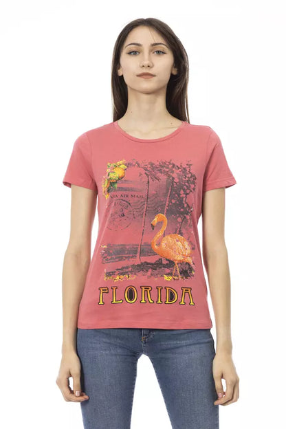 Trussardi Action Women's Pink Cotton Graphic Print T-Shirt