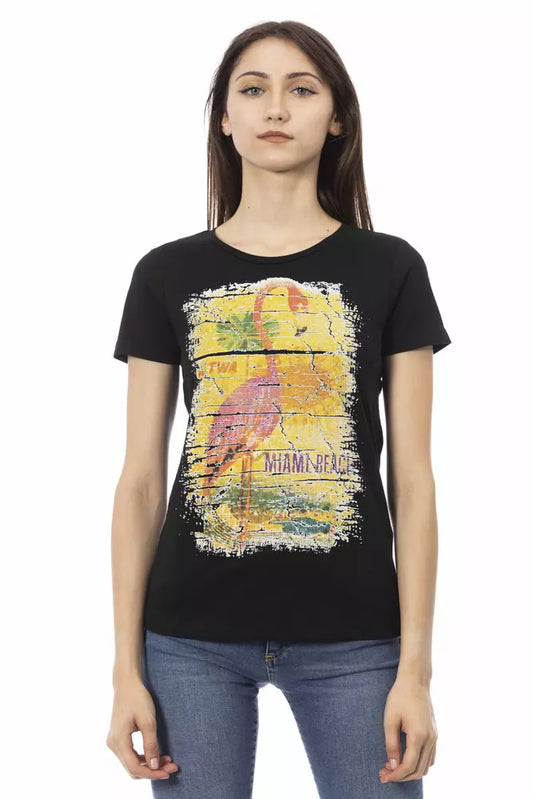 Trussardi Action Women's Black Cotton Graphic Print T-Shirt