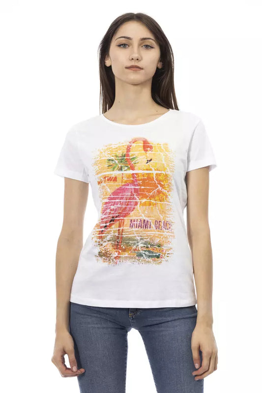 Trussardi Action Women's White Cotton Graphic Print T-Shirt
