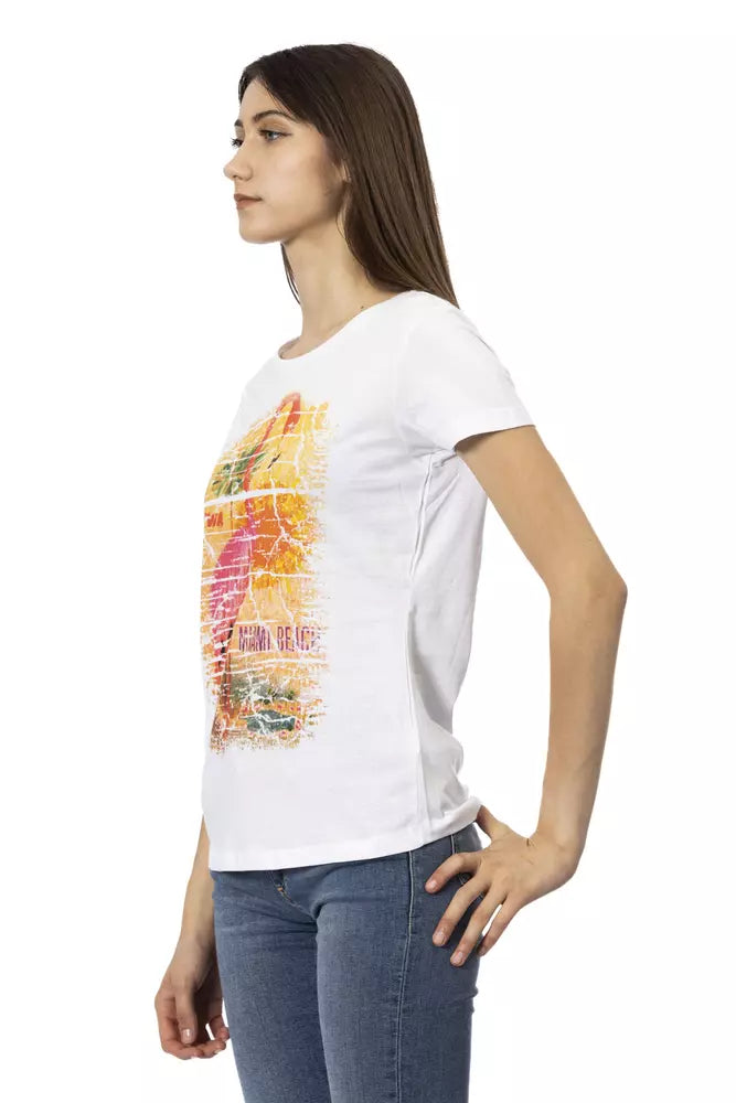 Trussardi Action Women's White Cotton Graphic Print T-Shirt