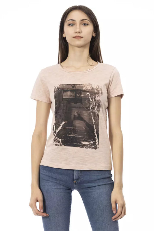 Trussardi Action Women's Pink Cotton Graphic Print T-Shirt