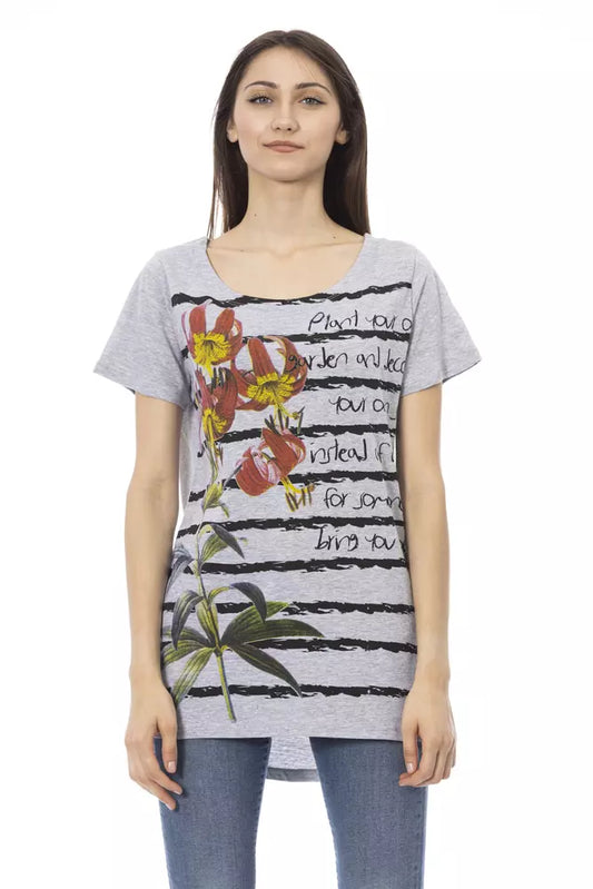 Trussardi Action Women's Grey Cotton Graphic Print T-Shirt