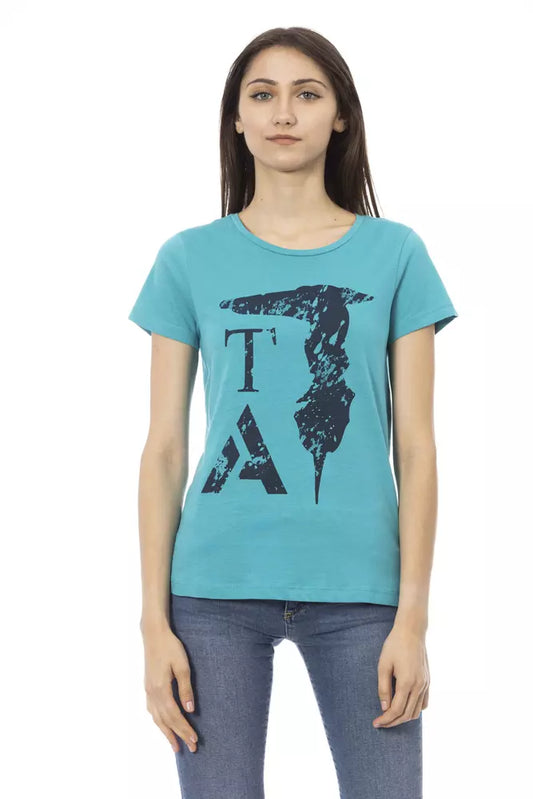 Trussardi Action Women's Light-blue Cotton Logo Print T-Shirt