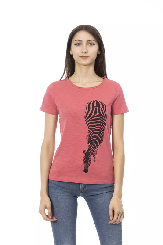 Trussardi Action Women's Pink Cotton Branded Print T-Shirt