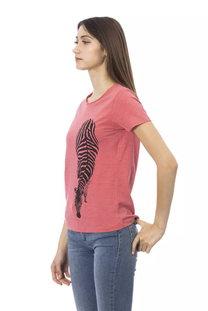 Trussardi Action Women's Pink Cotton Branded Print T-Shirt