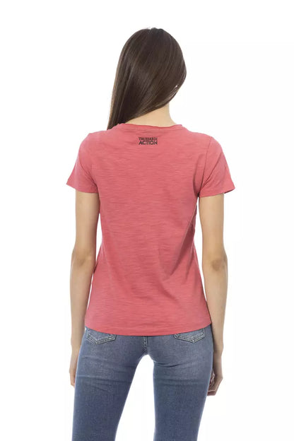 Trussardi Action Women's Pink Cotton Branded Print T-Shirt