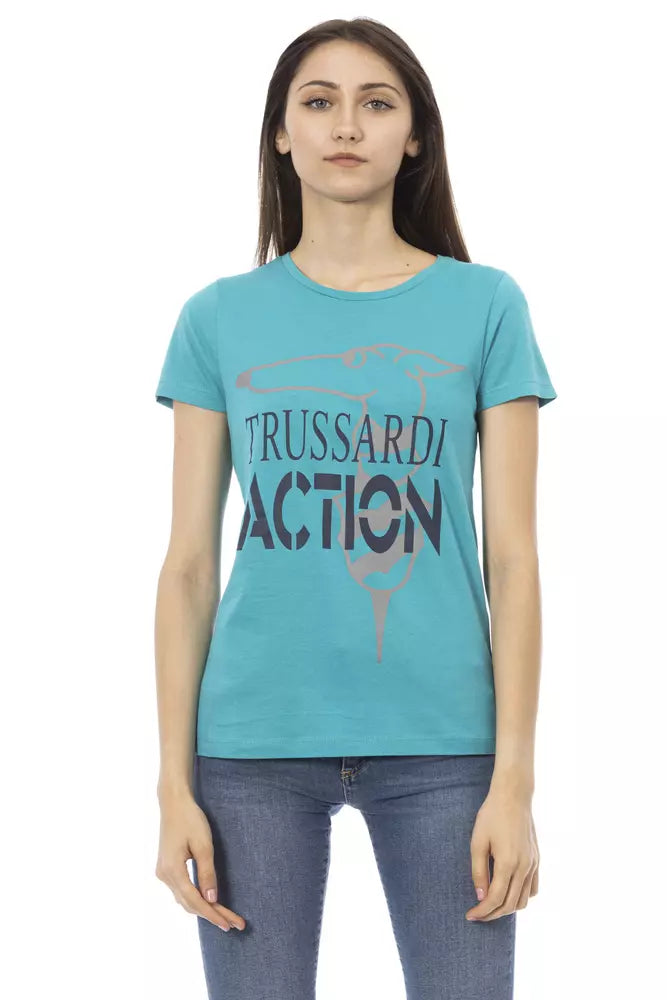 Trussardi Action Women's Light-blue Cotton Logo T-Shirt