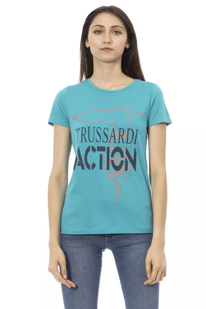 Trussardi Action Women's Light-blue Cotton Logo T-Shirt