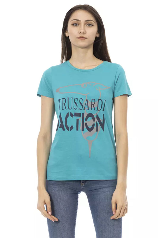 Trussardi Action Women's Light-blue Cotton Logo T-Shirt