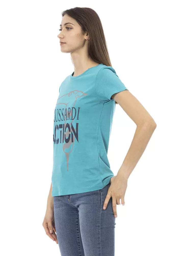Trussardi Action Women's Light-blue Cotton Logo T-Shirt