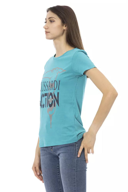 Trussardi Action Women's Light-blue Cotton Logo T-Shirt