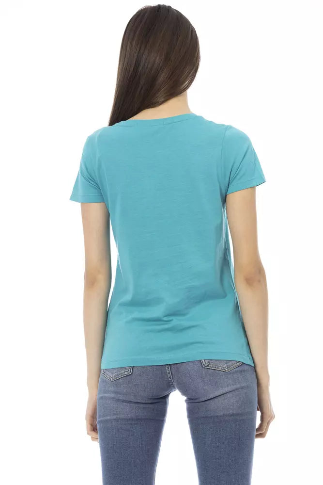 Trussardi Action Women's Light-blue Cotton Logo T-Shirt