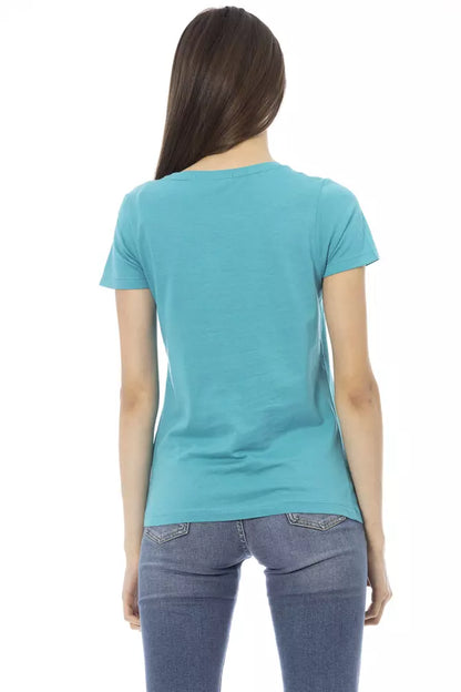 Trussardi Action Women's Light-blue Cotton Logo T-Shirt