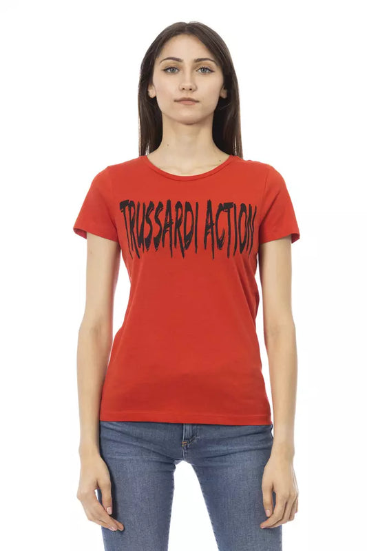 Trussardi Action Women's Red Cotton Logo T-Shirt