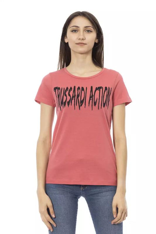 Trussardi Action Women's Pink Cotton Logo T-Shirt
