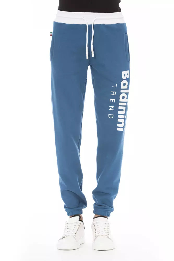 Baldinini Trend Blue Cotton Fleece Sports Pants