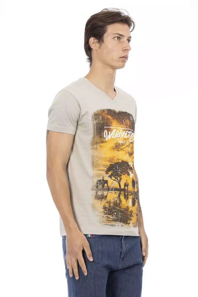 Trussardi Action Men's Beige Cotton T-Shirt
