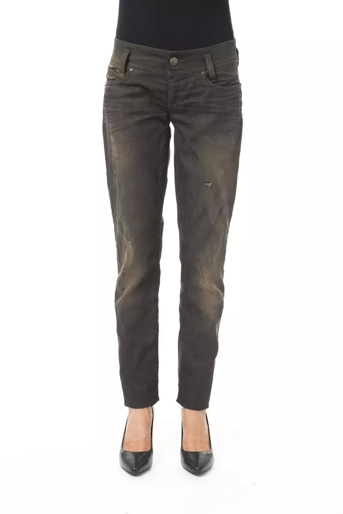 Black Washed Effect Byblos Women's Regular Fit Jeans
