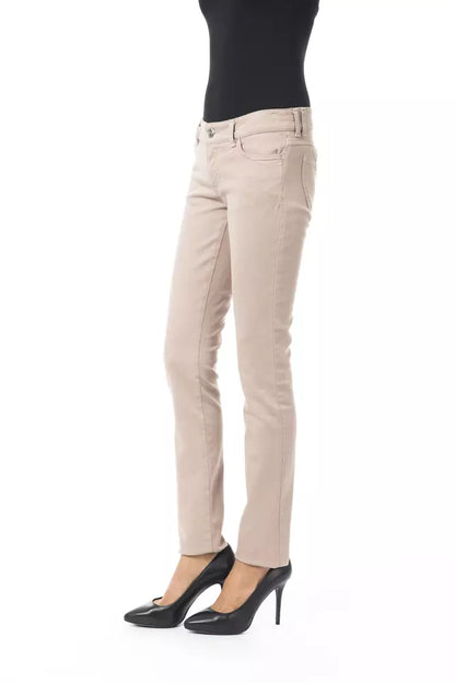 Byblos Women's Beige Cotton Slim Fit Pants