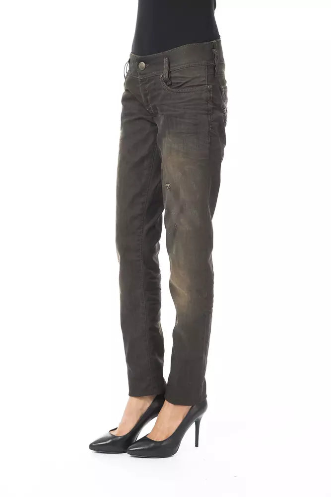 Black Washed Effect Byblos Women's Regular Fit Jeans