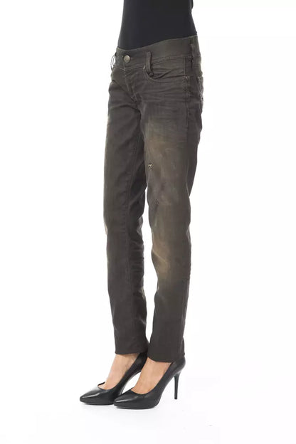 Black Washed Effect Byblos Women's Regular Fit Jeans