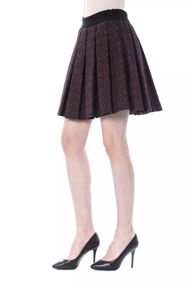 Byblos Brown Cotton Pleated Mini Skirt