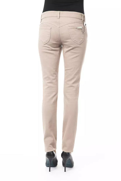 Byblos Women's Beige Cotton Slim Fit Pants