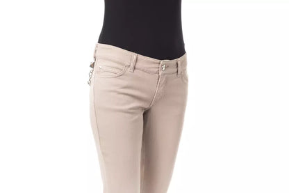Byblos Women's Beige Cotton Slim Fit Pants