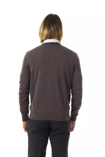 Walnut Brown Uominitaliani Men's V-neck Wool Sweater