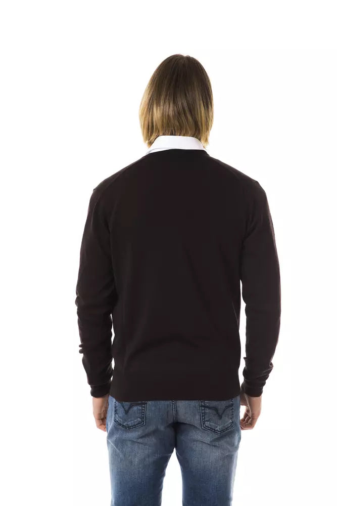 Brown Uominitaliani Men's V-neck Wool Sweater