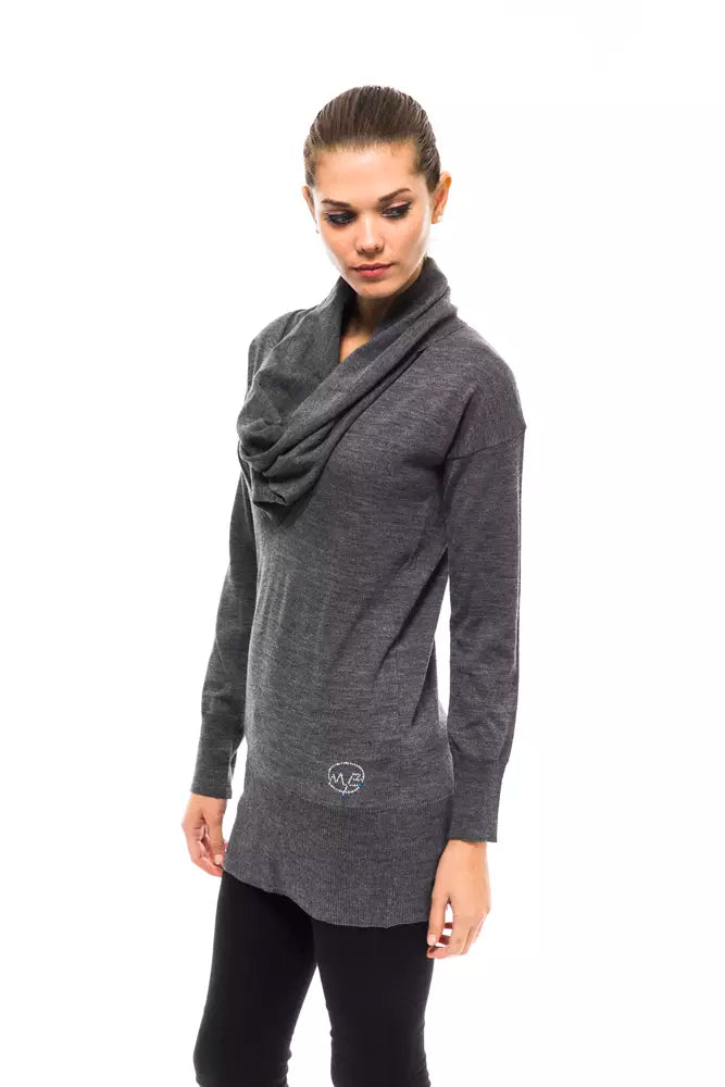 Montana Blu Women's Gray Wool High Collar Sweater