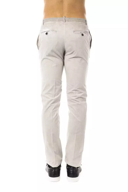 Uominitaliani Men's Gray Cotton Casual Fit Pants