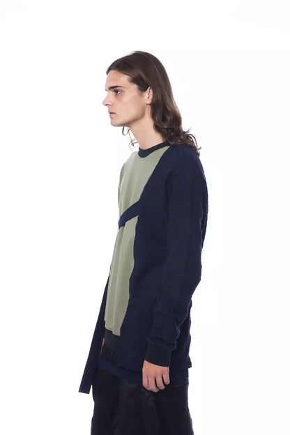 Nicolo Tonetto Men's Army Green & Blue Crewneck Sweater