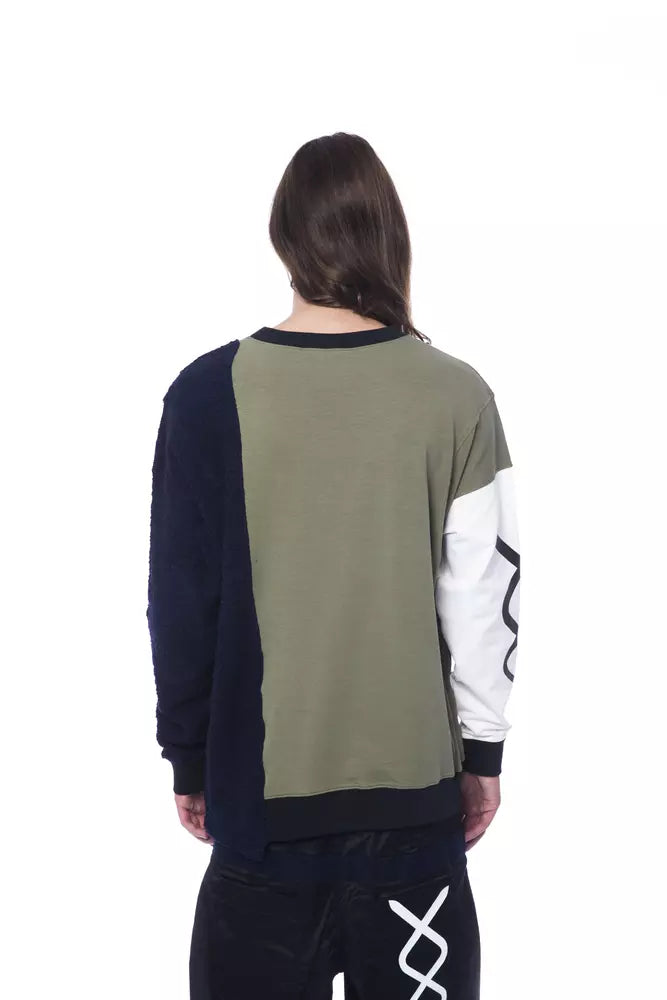 Nicolo Tonetto Men's Army Green & Blue Crewneck Sweater