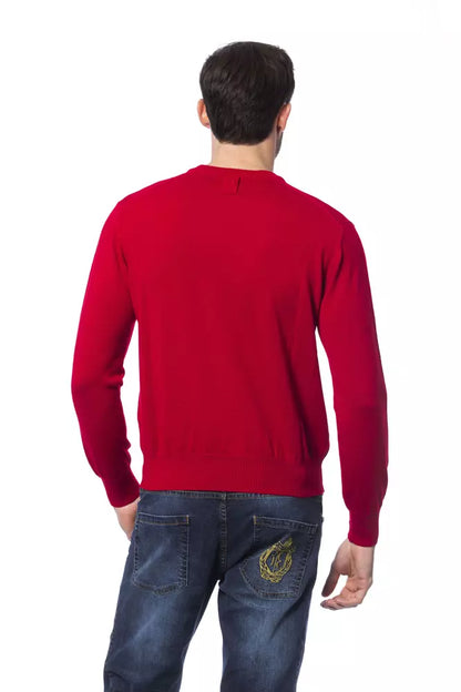 Billionaire Italian Couture Men's Red Merino Wool Crewneck Sweater