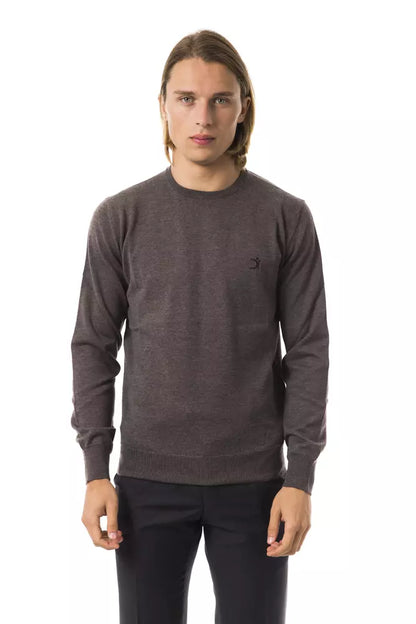 Walnut Brown Uominitaliani Men's Crewneck Wool Sweater