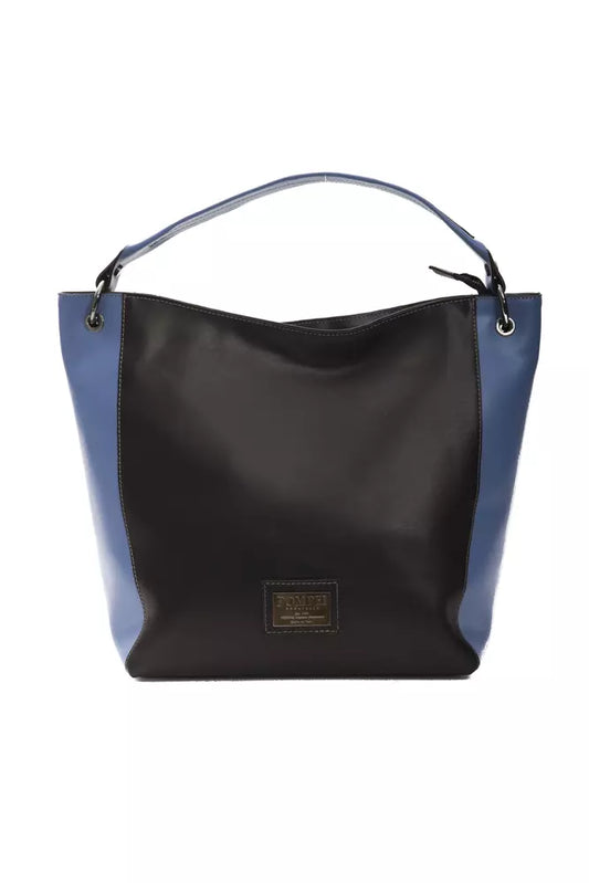 Pompei Donatella Black & Blue Leather Shoulder Bag