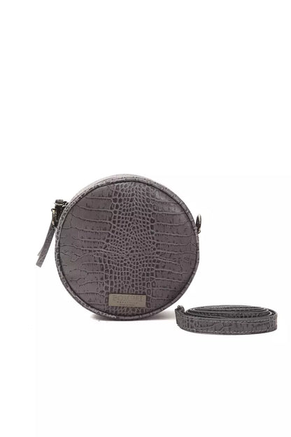 Pompei Donatella Grey Leather Small Oval Crossbody Bag