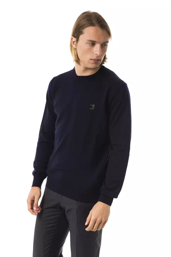 Blue Uominitaliani Men's Crewneck Wool Sweater