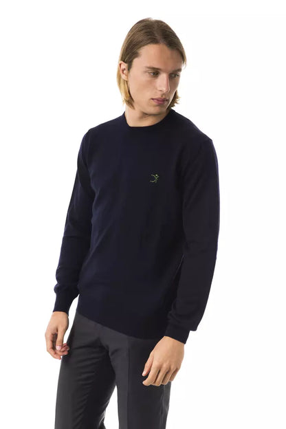 Blue Uominitaliani Men's Crewneck Wool Sweater