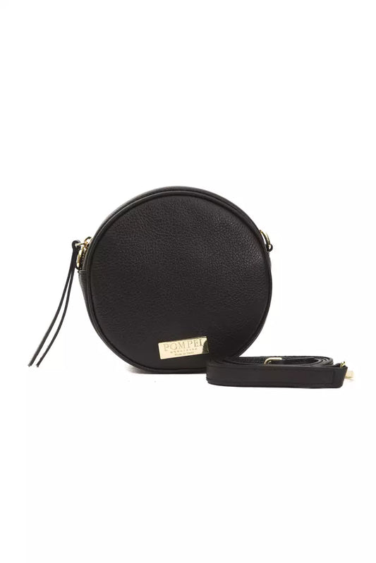 Pompei Donatella Black Leather Small Oval Crossbody Bag